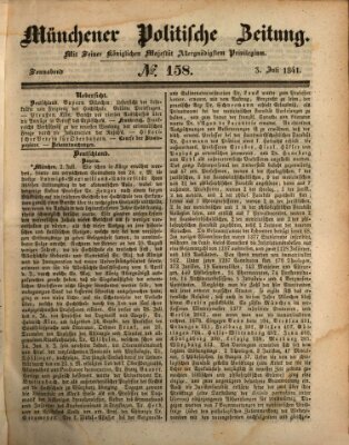 Münchener politische Zeitung (Süddeutsche Presse) Samstag 3. Juli 1841