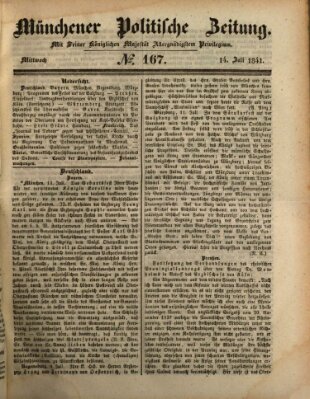 Münchener politische Zeitung (Süddeutsche Presse) Mittwoch 14. Juli 1841