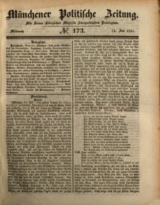 Münchener politische Zeitung (Süddeutsche Presse) Mittwoch 21. Juli 1841
