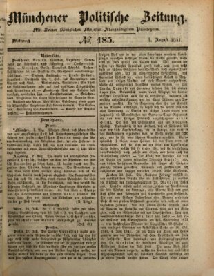 Münchener politische Zeitung (Süddeutsche Presse) Mittwoch 4. August 1841