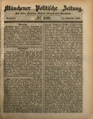 Münchener politische Zeitung (Süddeutsche Presse) Samstag 25. September 1841