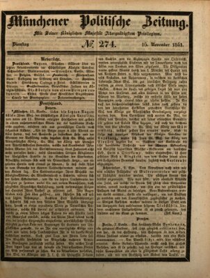 Münchener politische Zeitung (Süddeutsche Presse) Dienstag 16. November 1841