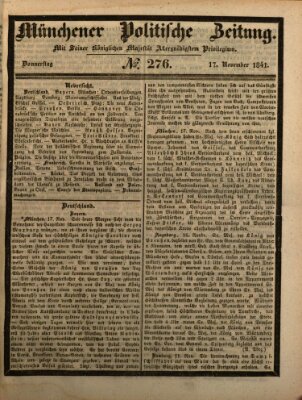 Münchener politische Zeitung (Süddeutsche Presse) Donnerstag 18. November 1841