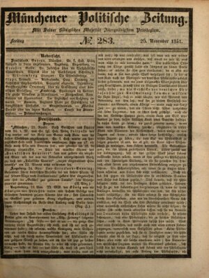 Münchener politische Zeitung (Süddeutsche Presse) Freitag 26. November 1841