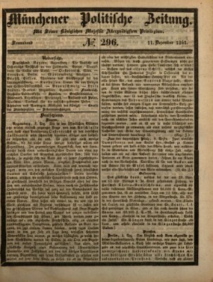 Münchener politische Zeitung (Süddeutsche Presse) Samstag 11. Dezember 1841