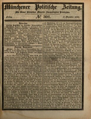 Münchener politische Zeitung (Süddeutsche Presse) Freitag 17. Dezember 1841
