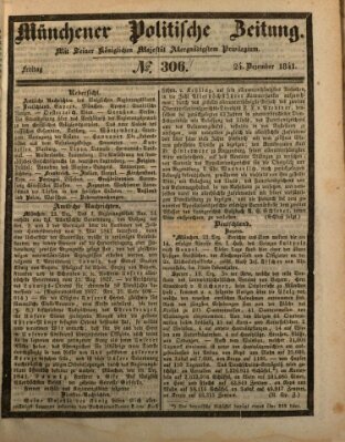 Münchener politische Zeitung (Süddeutsche Presse) Freitag 24. Dezember 1841