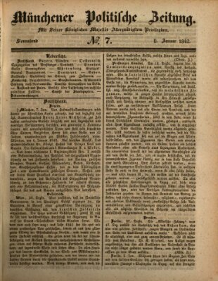 Münchener politische Zeitung (Süddeutsche Presse) Samstag 8. Januar 1842