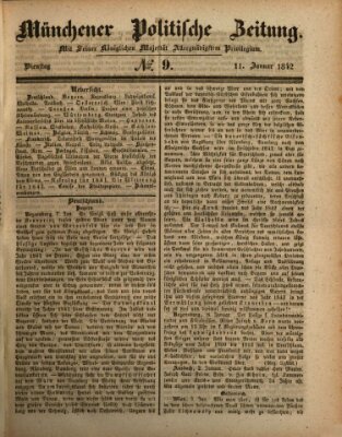 Münchener politische Zeitung (Süddeutsche Presse) Dienstag 11. Januar 1842