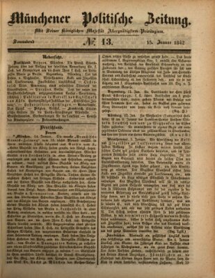 Münchener politische Zeitung (Süddeutsche Presse) Samstag 15. Januar 1842