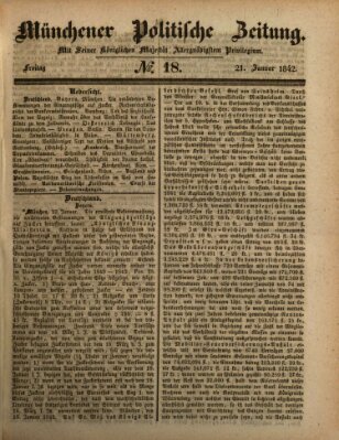 Münchener politische Zeitung (Süddeutsche Presse) Freitag 21. Januar 1842