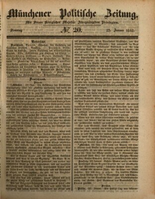 Münchener politische Zeitung (Süddeutsche Presse) Sonntag 23. Januar 1842