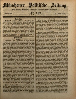 Münchener politische Zeitung (Süddeutsche Presse) Donnerstag 9. Juni 1842