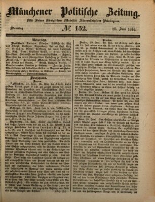 Münchener politische Zeitung (Süddeutsche Presse) Sonntag 26. Juni 1842