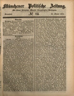 Münchener politische Zeitung (Süddeutsche Presse) Samstag 14. Januar 1843