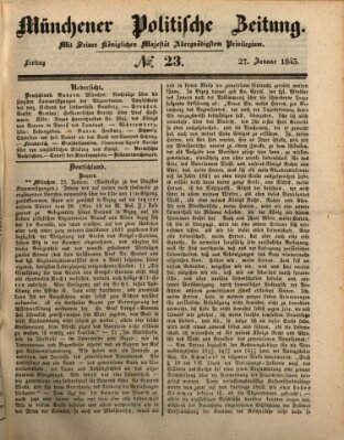 Münchener politische Zeitung (Süddeutsche Presse) Freitag 27. Januar 1843