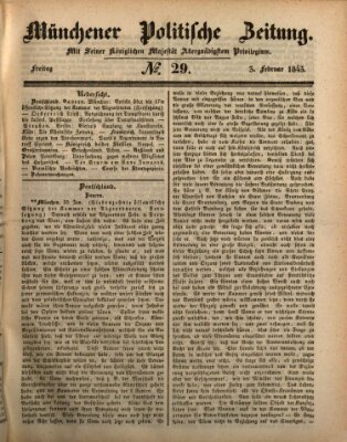 Münchener politische Zeitung (Süddeutsche Presse) Freitag 3. Februar 1843