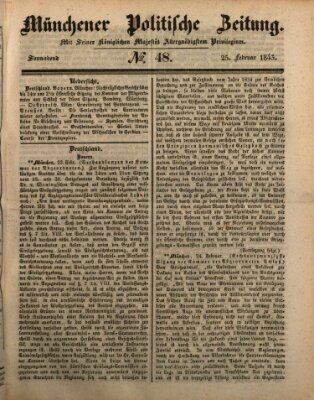 Münchener politische Zeitung (Süddeutsche Presse) Samstag 25. Februar 1843