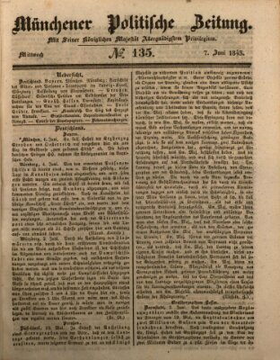Münchener politische Zeitung (Süddeutsche Presse) Mittwoch 7. Juni 1843