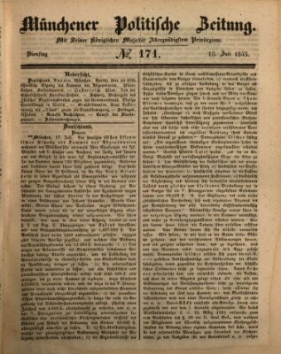Münchener politische Zeitung (Süddeutsche Presse) Dienstag 18. Juli 1843