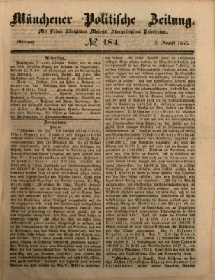 Münchener politische Zeitung (Süddeutsche Presse) Mittwoch 2. August 1843