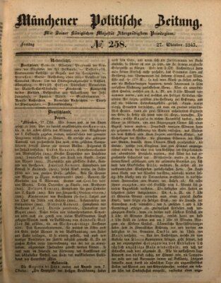 Münchener politische Zeitung (Süddeutsche Presse) Freitag 27. Oktober 1843