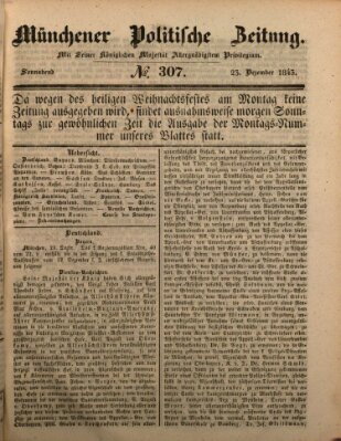 Münchener politische Zeitung (Süddeutsche Presse) Samstag 23. Dezember 1843