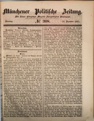 Münchener politische Zeitung (Süddeutsche Presse) Sonntag 24. Dezember 1843