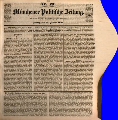 Münchener politische Zeitung (Süddeutsche Presse) Freitag 19. Januar 1844