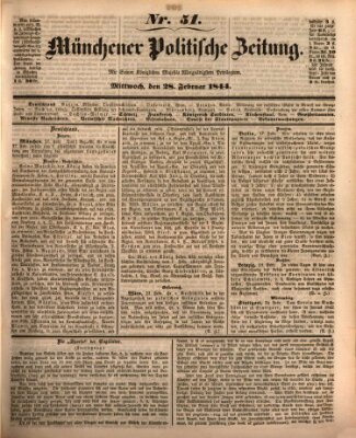 Münchener politische Zeitung (Süddeutsche Presse) Mittwoch 28. Februar 1844