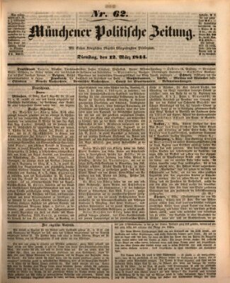 Münchener politische Zeitung (Süddeutsche Presse) Dienstag 12. März 1844