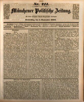Münchener politische Zeitung (Süddeutsche Presse) Donnerstag 5. September 1844