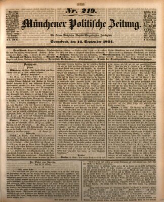 Münchener politische Zeitung (Süddeutsche Presse) Samstag 14. September 1844