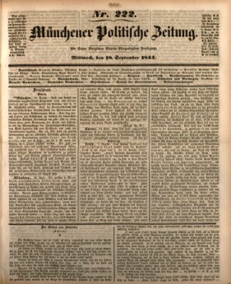 Münchener politische Zeitung (Süddeutsche Presse) Mittwoch 18. September 1844