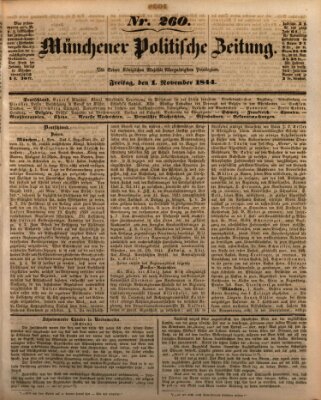 Münchener politische Zeitung (Süddeutsche Presse) Freitag 1. November 1844