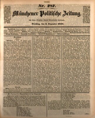 Münchener politische Zeitung (Süddeutsche Presse) Dienstag 3. Dezember 1844