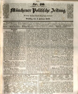 Münchener politische Zeitung (Süddeutsche Presse) Dienstag 4. Februar 1845