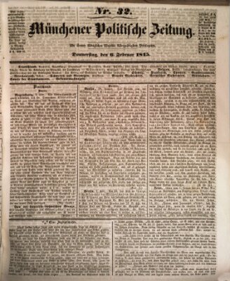 Münchener politische Zeitung (Süddeutsche Presse) Donnerstag 6. Februar 1845