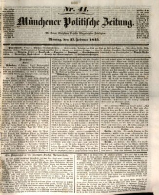 Münchener politische Zeitung (Süddeutsche Presse) Montag 17. Februar 1845
