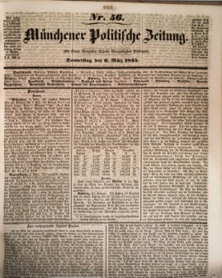 Münchener politische Zeitung (Süddeutsche Presse) Donnerstag 6. März 1845