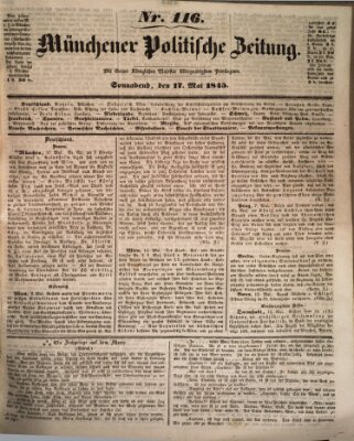 Münchener politische Zeitung (Süddeutsche Presse) Samstag 17. Mai 1845
