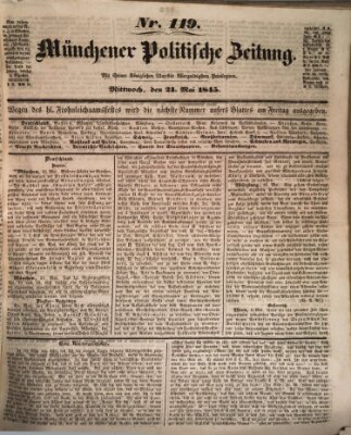 Münchener politische Zeitung (Süddeutsche Presse) Mittwoch 21. Mai 1845