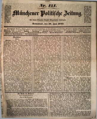 Münchener politische Zeitung (Süddeutsche Presse) Samstag 28. Juni 1845