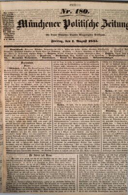 Münchener politische Zeitung (Süddeutsche Presse) Freitag 1. August 1845