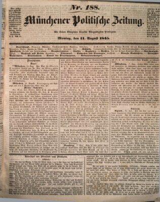 Münchener politische Zeitung (Süddeutsche Presse) Montag 11. August 1845