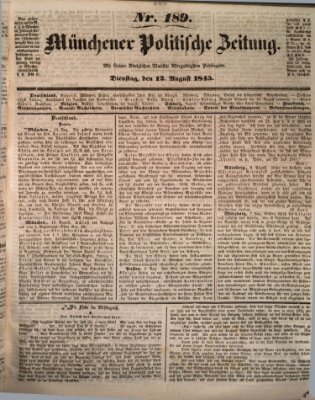 Münchener politische Zeitung (Süddeutsche Presse) Dienstag 12. August 1845