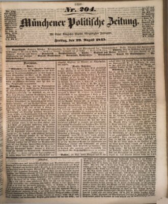 Münchener politische Zeitung (Süddeutsche Presse) Freitag 29. August 1845