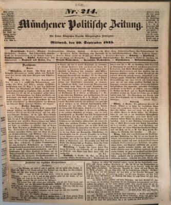 Münchener politische Zeitung (Süddeutsche Presse) Mittwoch 10. September 1845