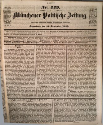 Münchener politische Zeitung (Süddeutsche Presse) Samstag 27. September 1845