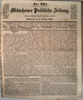 Münchener politische Zeitung (Süddeutsche Presse) Mittwoch 8. Oktober 1845